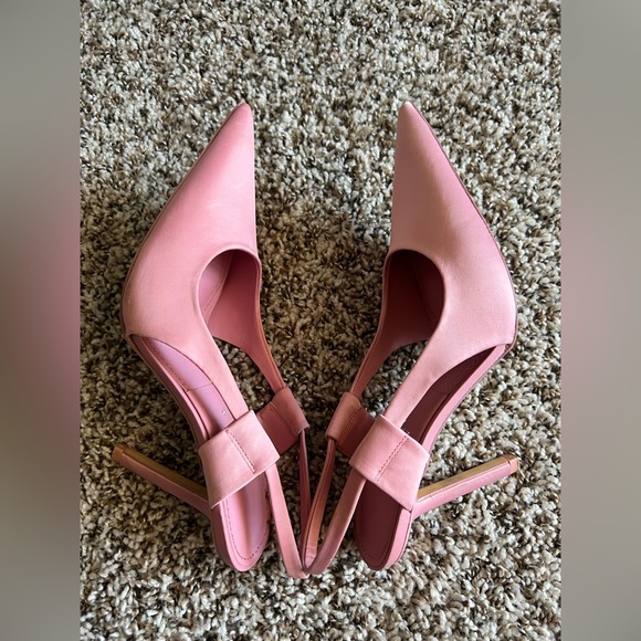 Zara Shoes - Zara pink satin sling back heels size 8 USA
